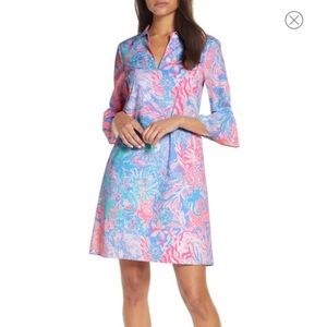 NWT Lilly Pulitzer Ginger Stretch Long Sleeve  Dress Blue Peri - Size 0